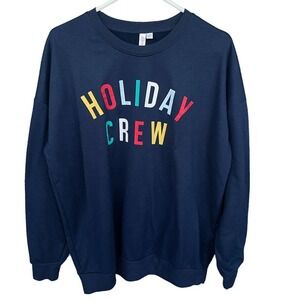 Joyspun‎ Christmas Sweater Womens Large Blue Holiday Crew Sweatshirt